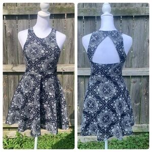 Aeropostale Navy & White Overlay Fit & Flare Dres